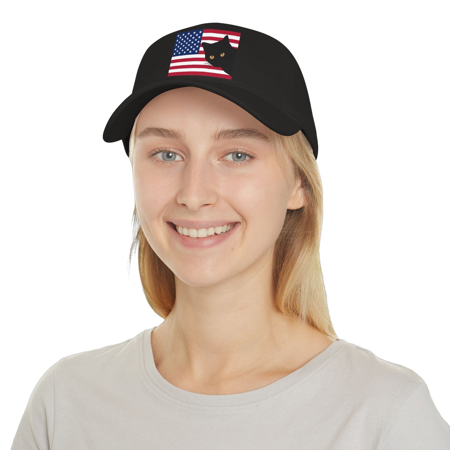 Black Cat American Flag Baseball Cap