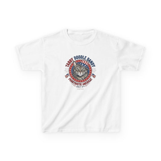 Kids Tabby Doodle Daddy Patriotic Cat T-Shirt