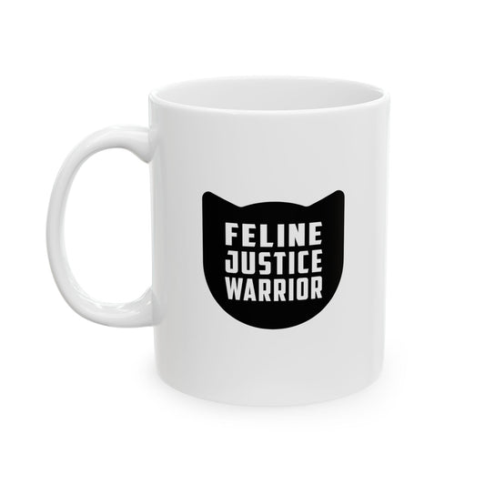 Feline Justice Warrior Logo Ceramic Mug (11oz)