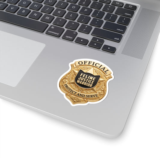Feline Justice Warrior Gold Badge Sticker