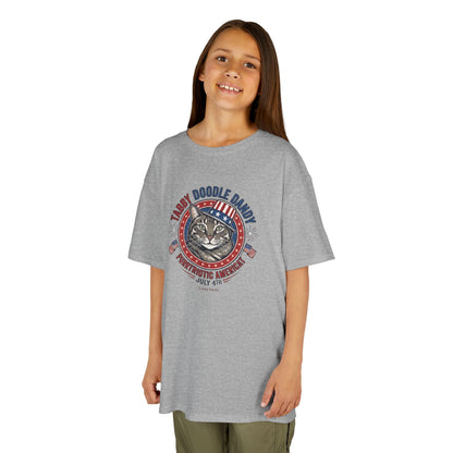 Kids Tabby Doodle Daddy Patriotic Cat T-Shirt