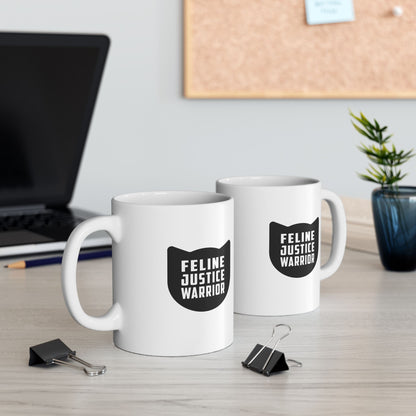 Feline Justice Warrior Logo Ceramic Mug (11oz)
