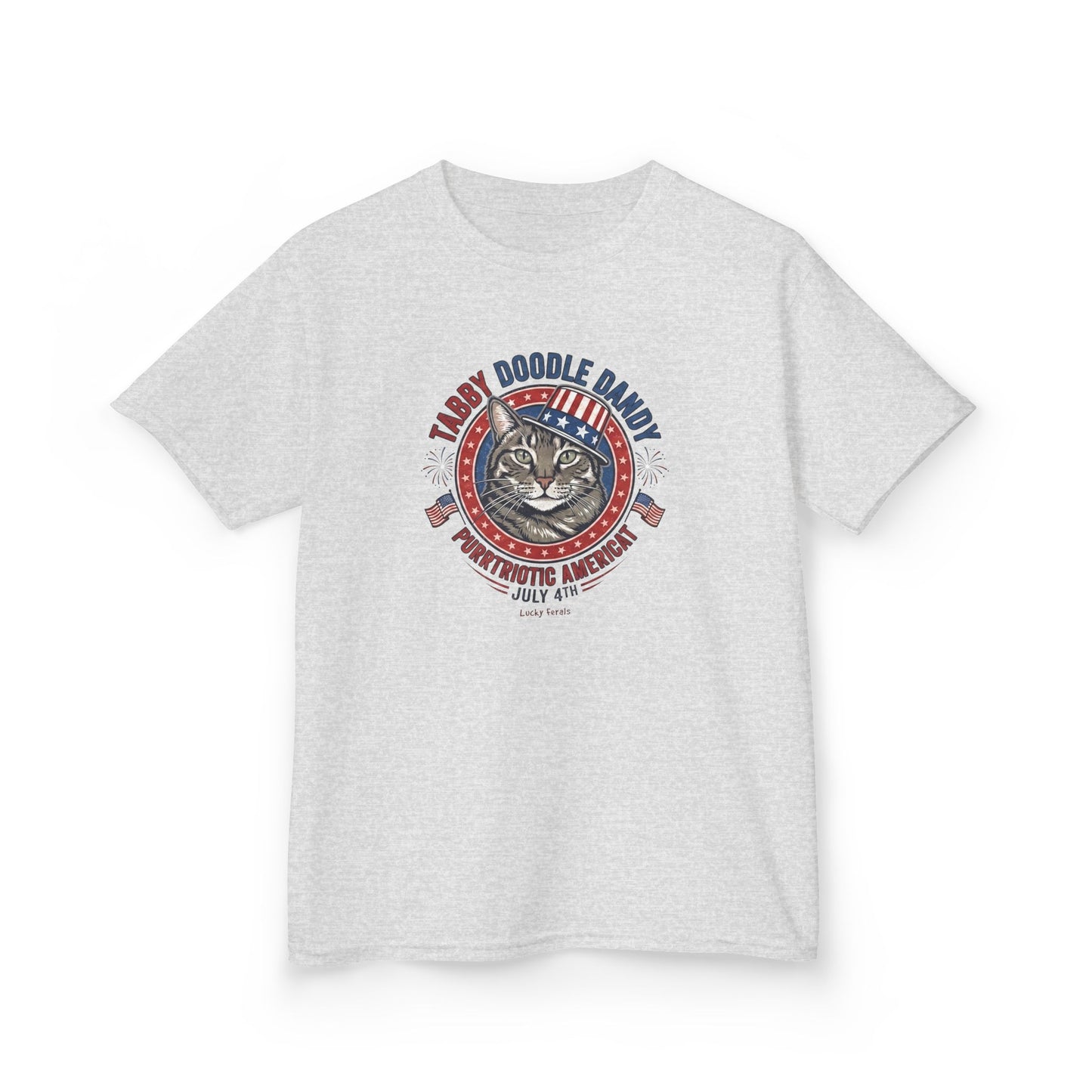 Kids Tabby Doodle Daddy Patriotic Cat T-Shirt