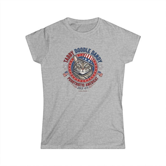 Women's Tabby Doodle Dandy Patriotic Cat T-Shirt