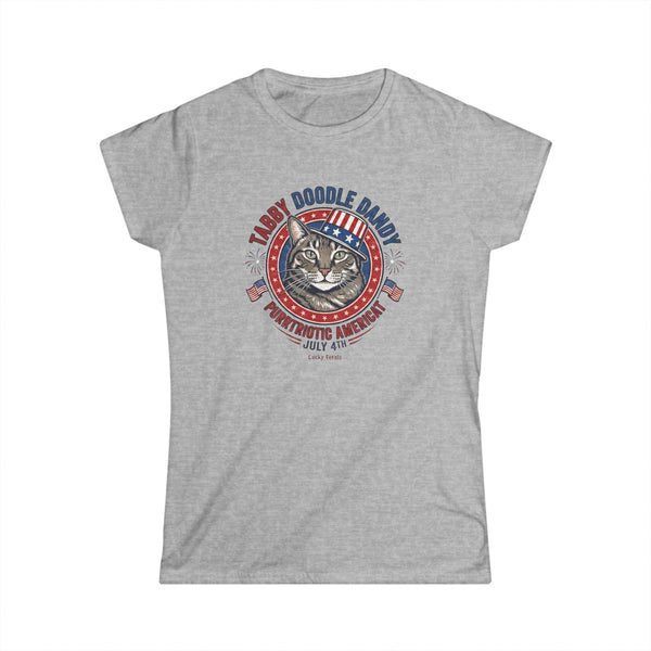 Women's Tabby Doodle Dandy Patriotic Cat T-Shirt