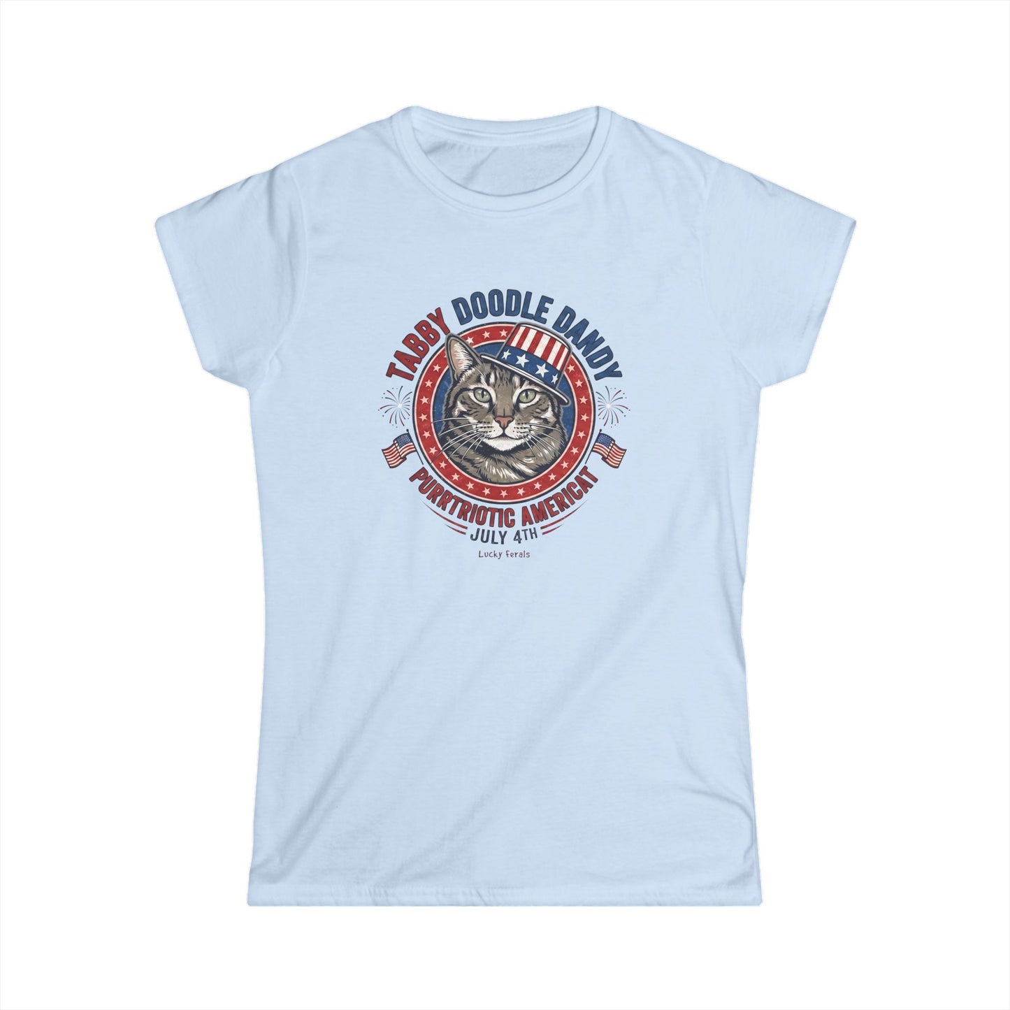 Women's Tabby Doodle Dandy Patriotic Cat T-Shirt