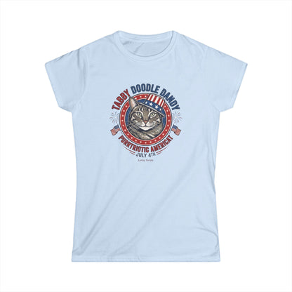 Women's Tabby Doodle Dandy Patriotic Cat T-Shirt