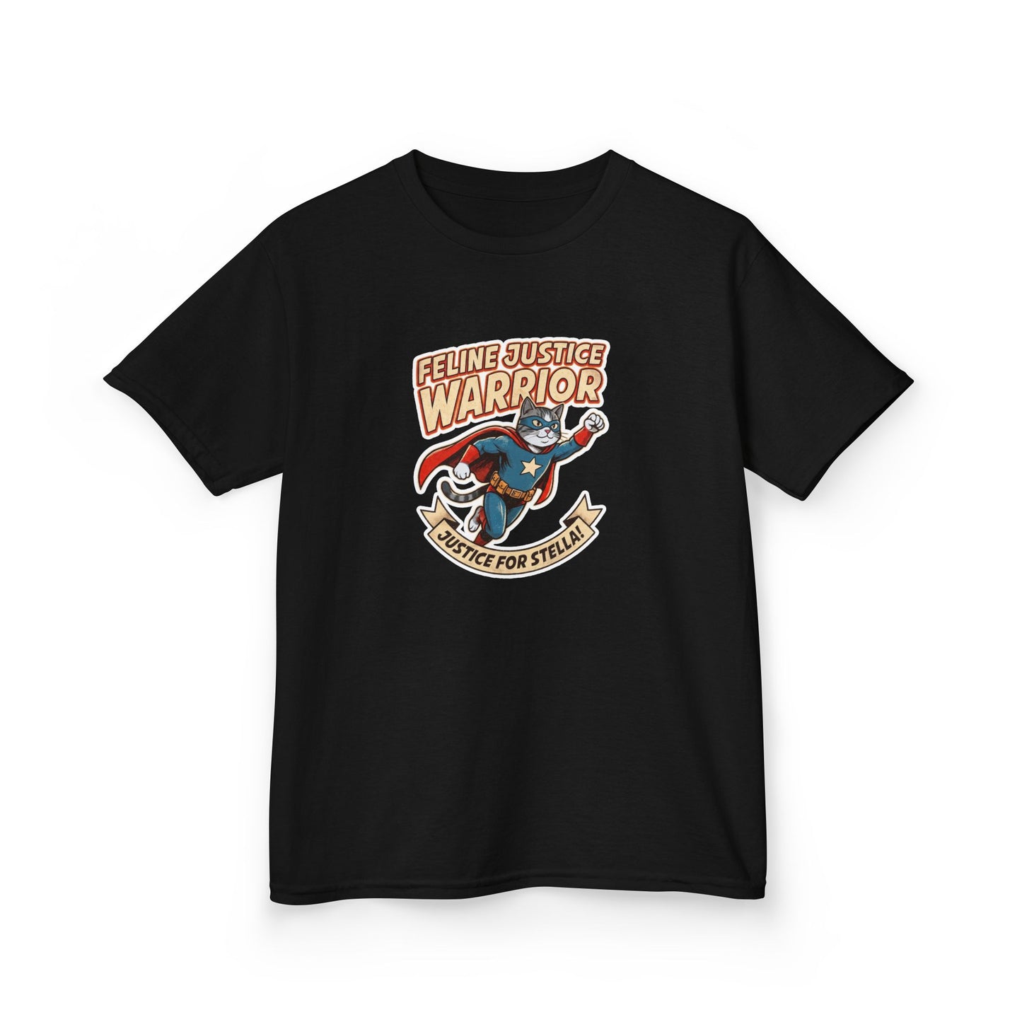 Kids — Feline Justice Warrior Vintage Comic Character T-Shirt