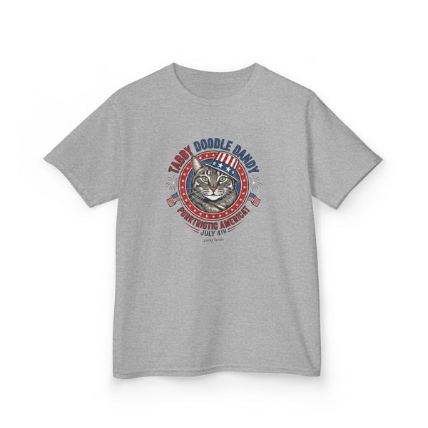 Kids Tabby Doodle Daddy Patriotic Cat T-Shirt