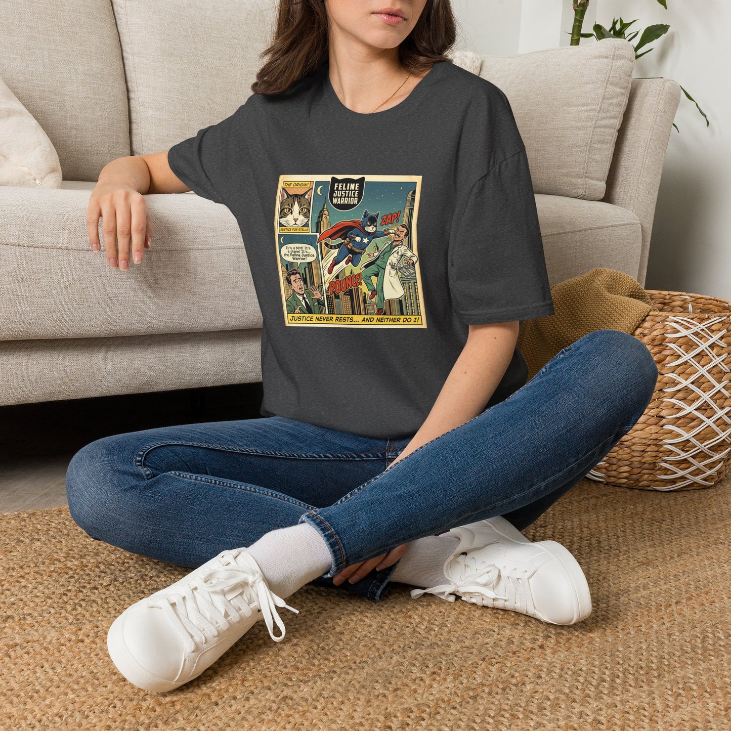 Feline Justice Warrior Vintage Comic T-Shirt