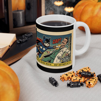 Feline Justice Warrior Vintage Style Comic Art Ceramic Mug (11oz)