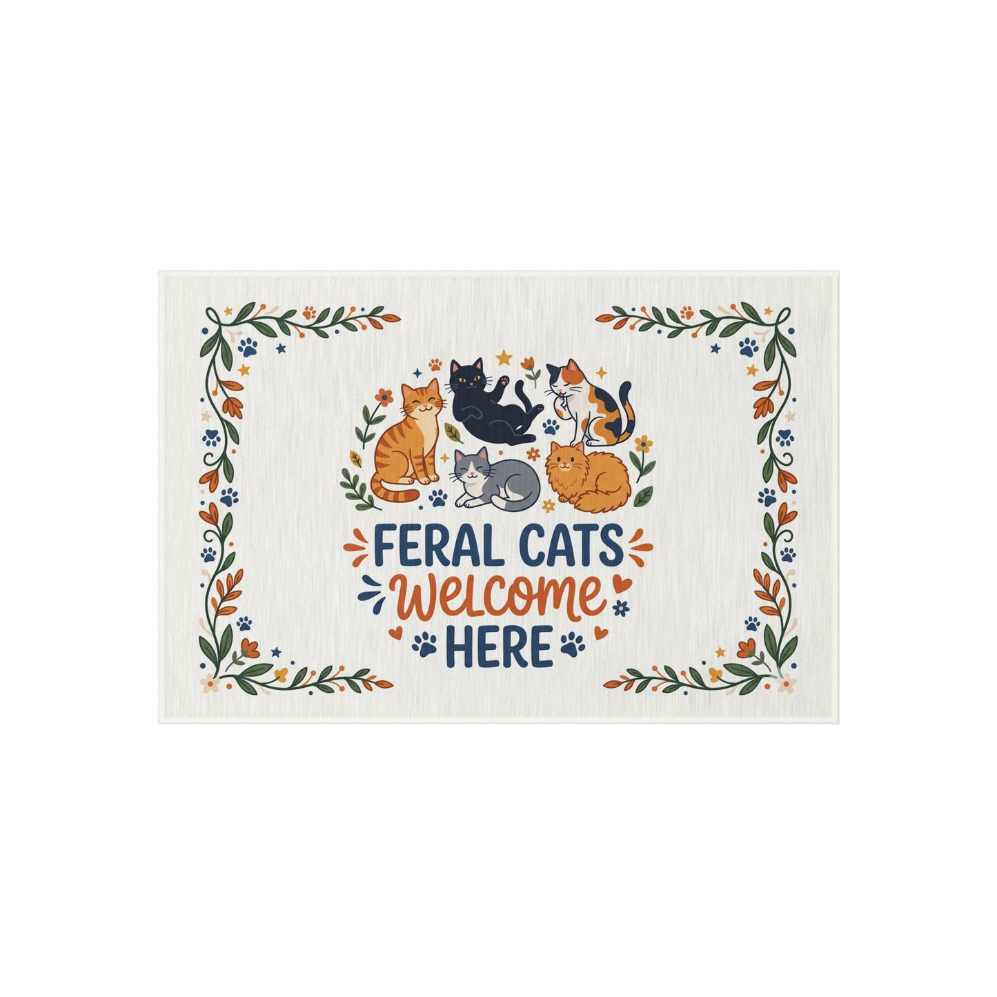 Feral Cats Welcome Here Outdoor Doormat