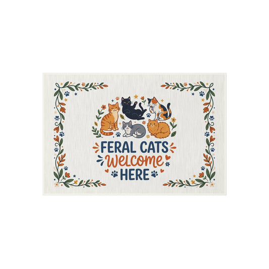 Feral Cats Welcome Here Outdoor Doormat