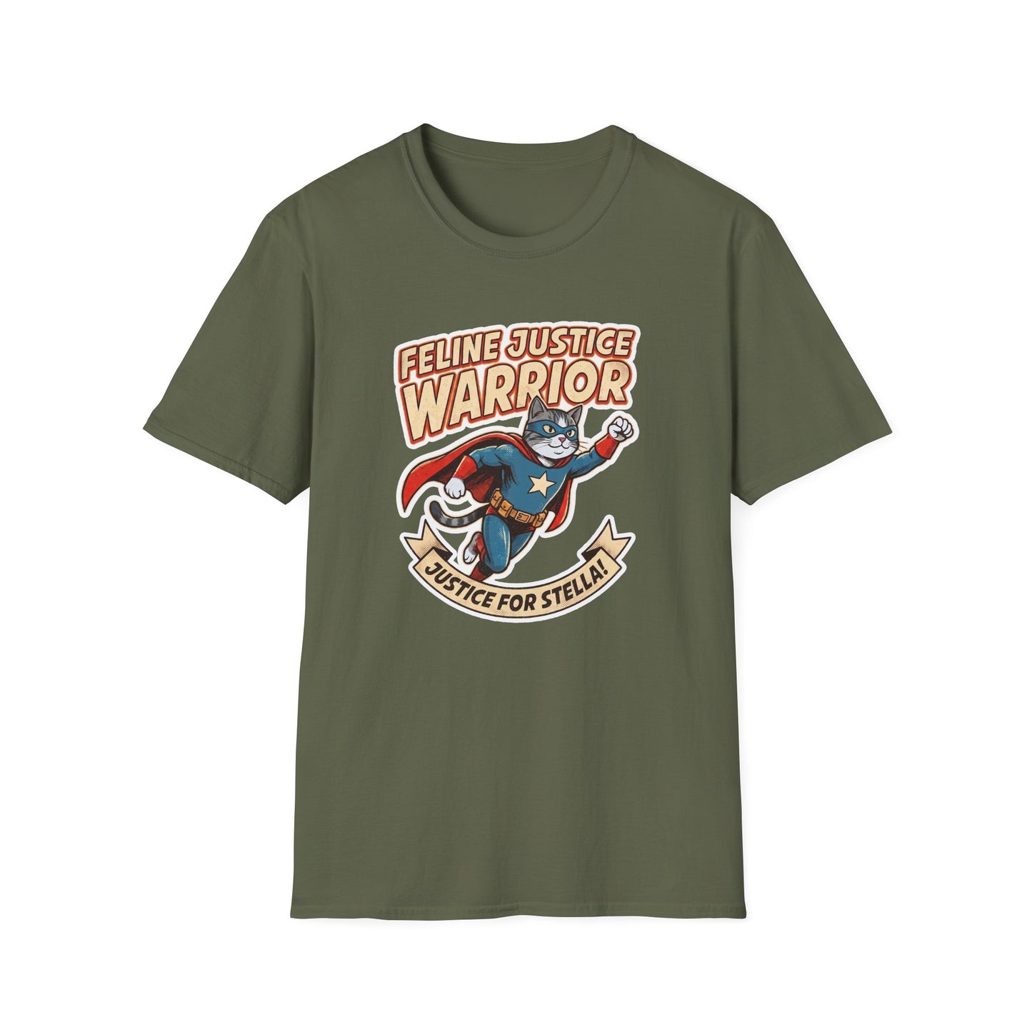 Feline Justice Warrior Vintage Comic Character T-Shirt