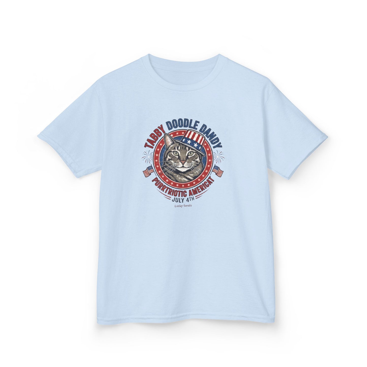 Kids Tabby Doodle Daddy Patriotic Cat T-Shirt