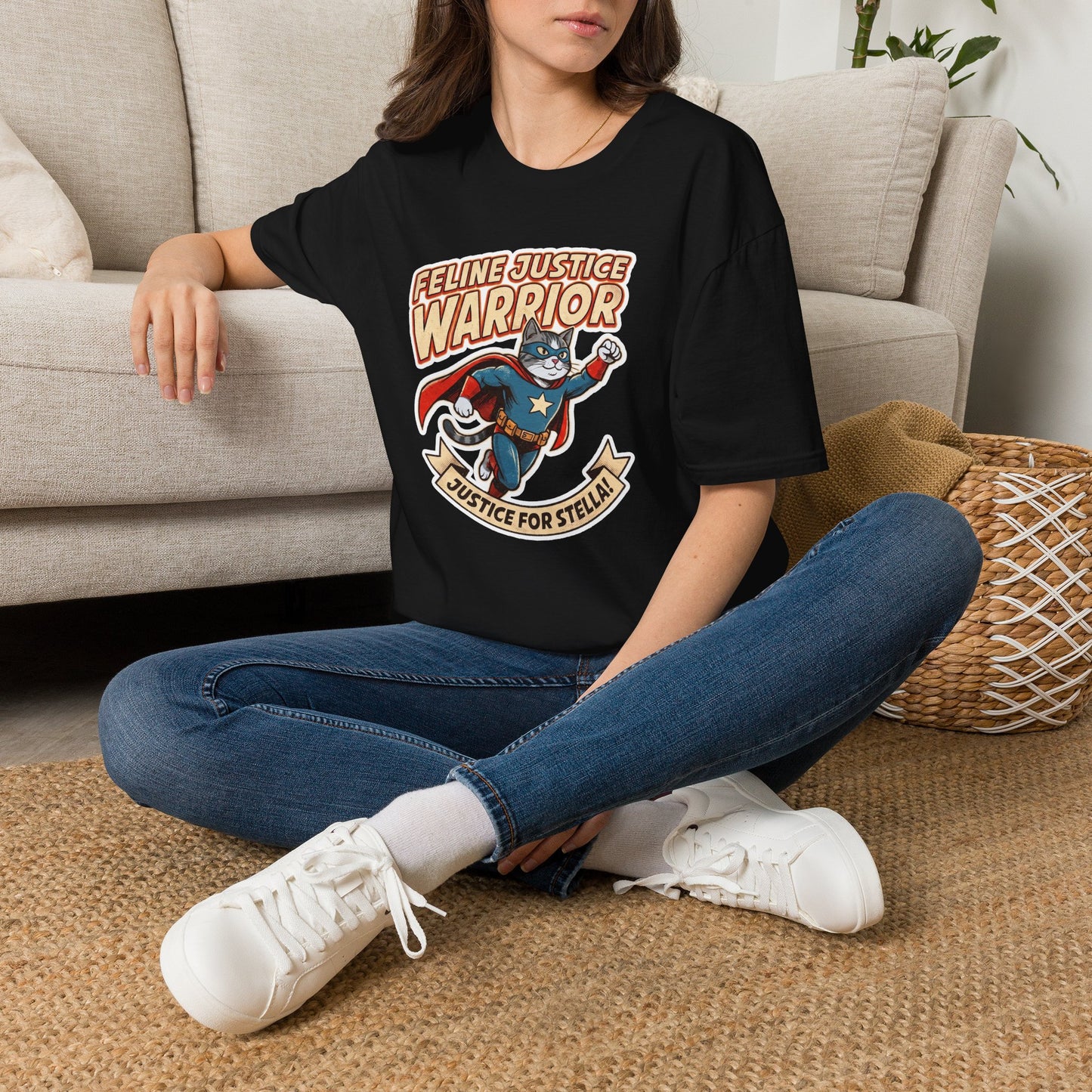 Feline Justice Warrior Vintage Comic Character T-Shirt