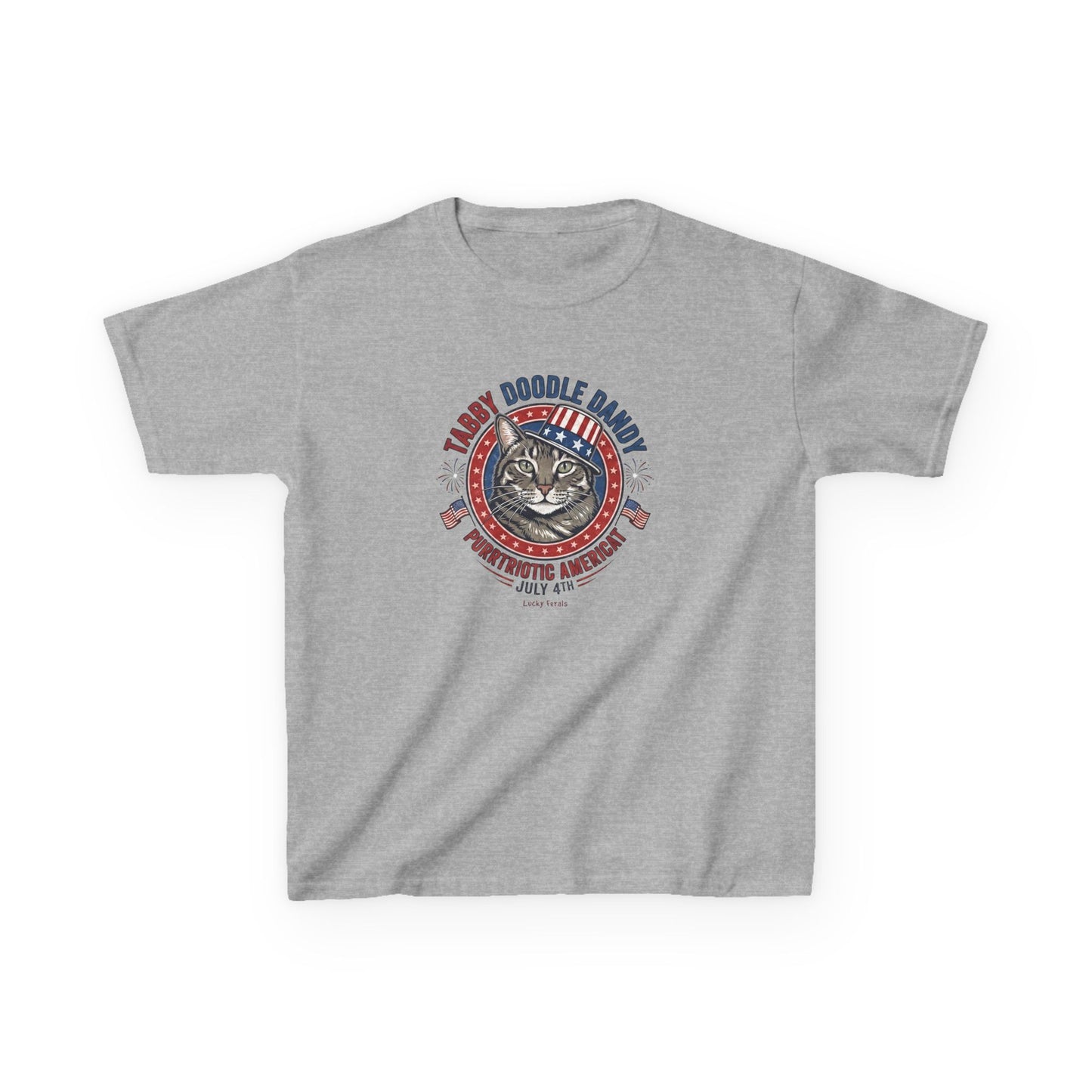Kids Tabby Doodle Daddy Patriotic Cat T-Shirt