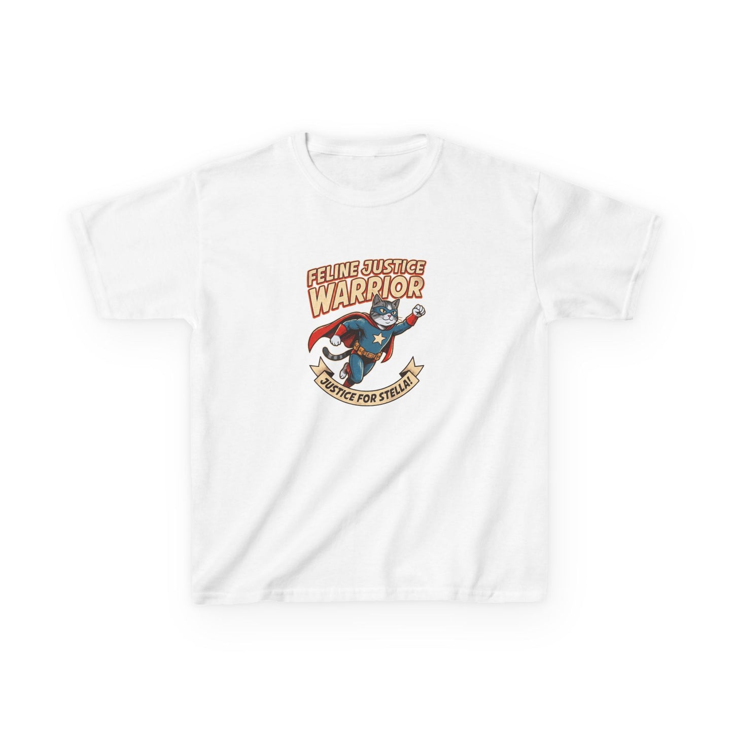 Kids — Feline Justice Warrior Vintage Comic Character T-Shirt