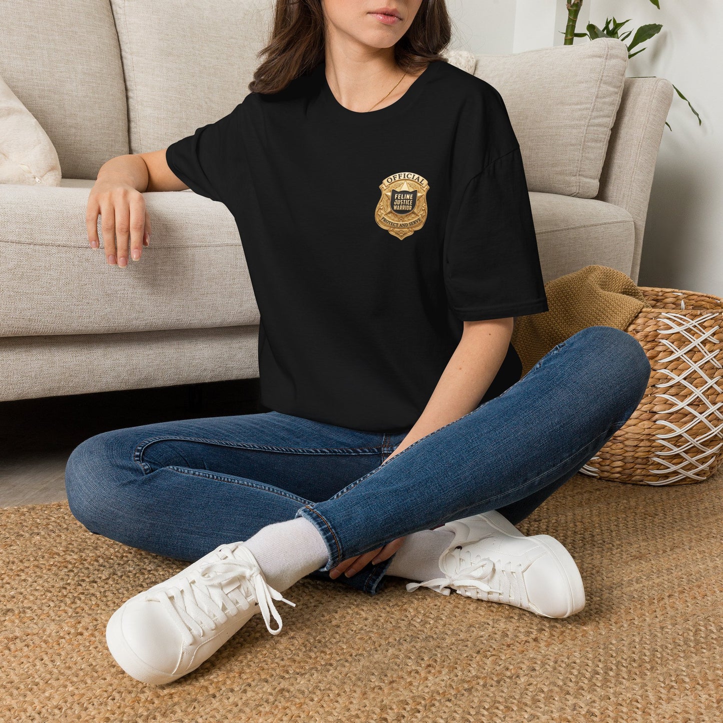 Feline Justice Warrior Gold Badge T-Shirt
