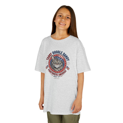 Kids Tabby Doodle Daddy Patriotic Cat T-Shirt