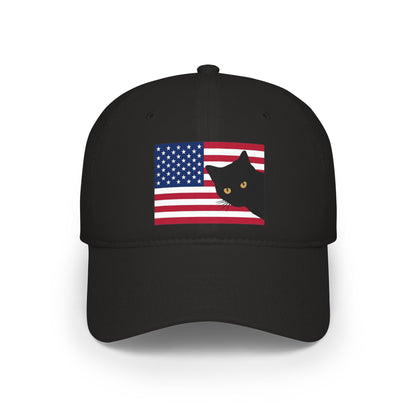 Black Cat American Flag Baseball Cap