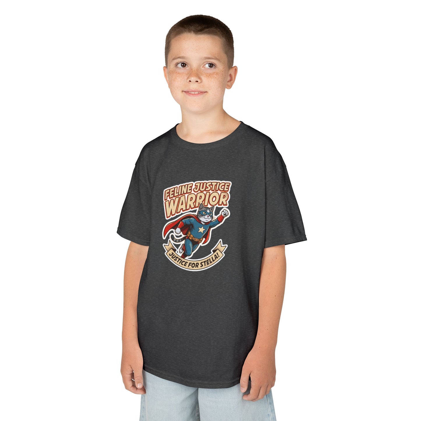 Kids — Feline Justice Warrior Vintage Comic Character T-Shirt