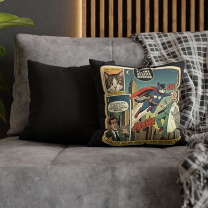 Feline Justice Warrior Vintage Style Comic Art Pillow Cover