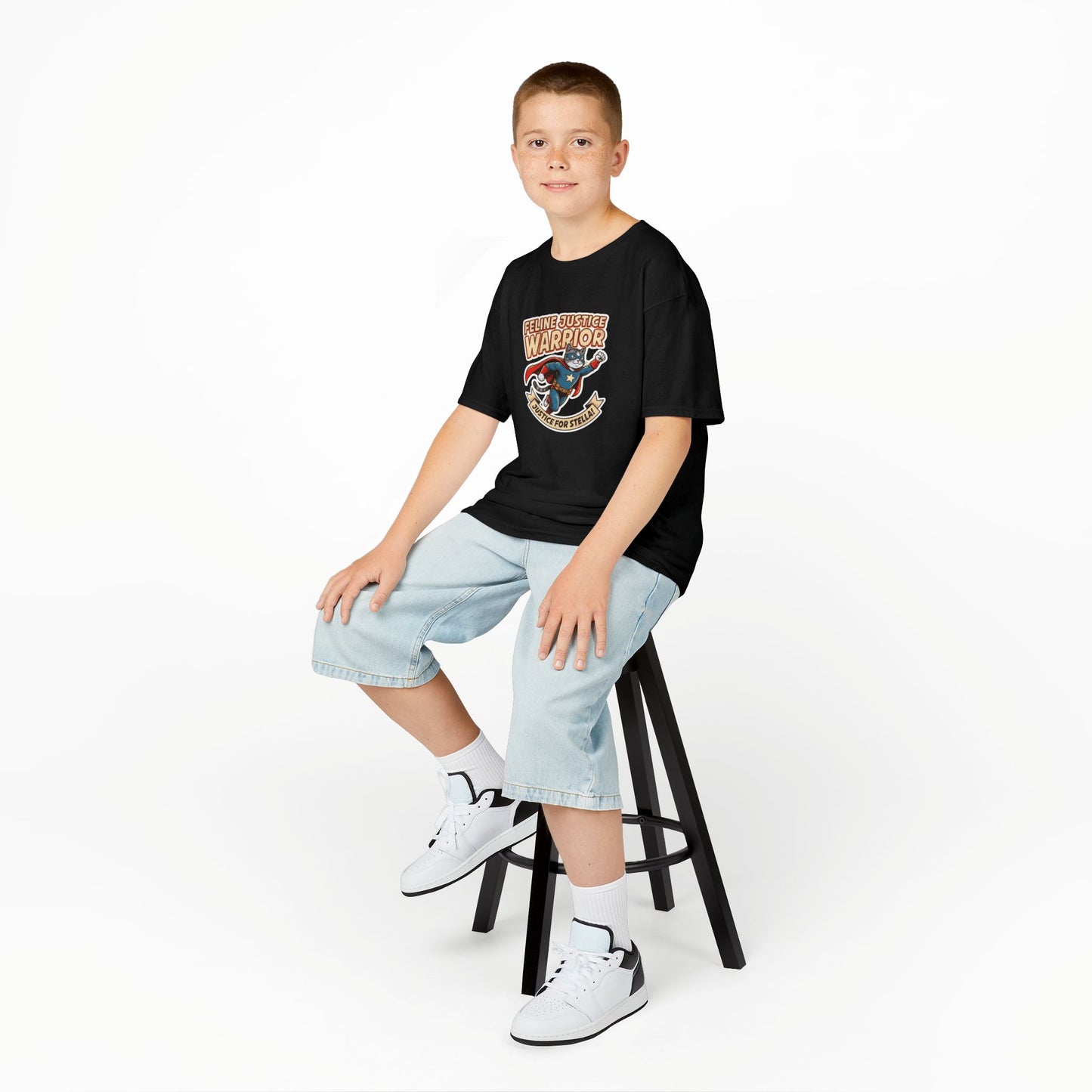 Kids — Feline Justice Warrior Vintage Comic Character T-Shirt