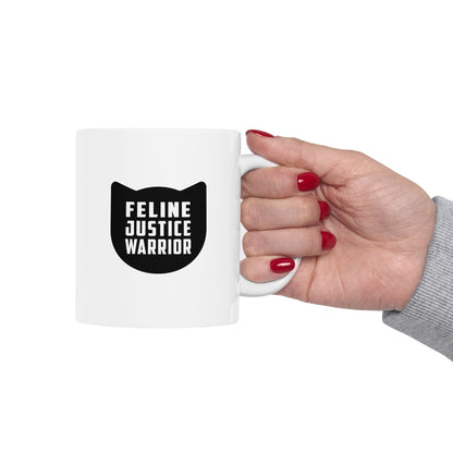 Feline Justice Warrior Logo Ceramic Mug (11oz)