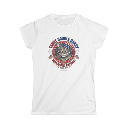 Women's Tabby Doodle Dandy Patriotic Cat T-Shirt