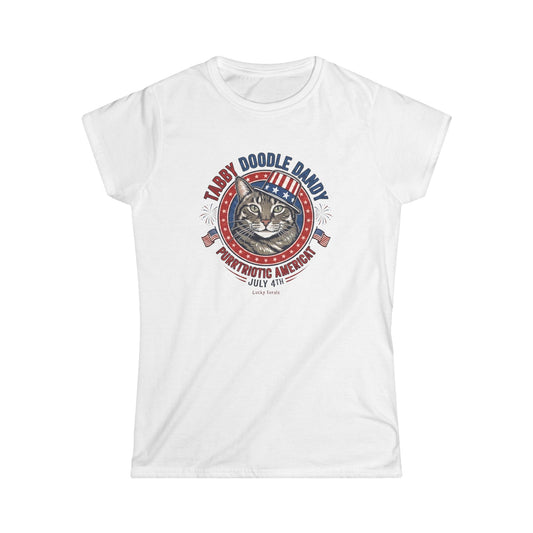 Women's Tabby Doodle Dandy Patriotic Cat T-Shirt