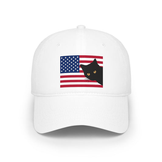 Black Cat American Flag Baseball Cap