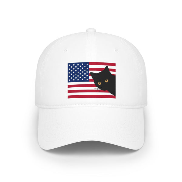 Black Cat American Flag Baseball Cap