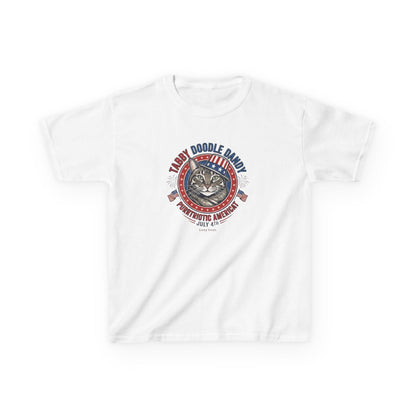 Kids Tabby Doodle Daddy Patriotic Cat T-Shirt