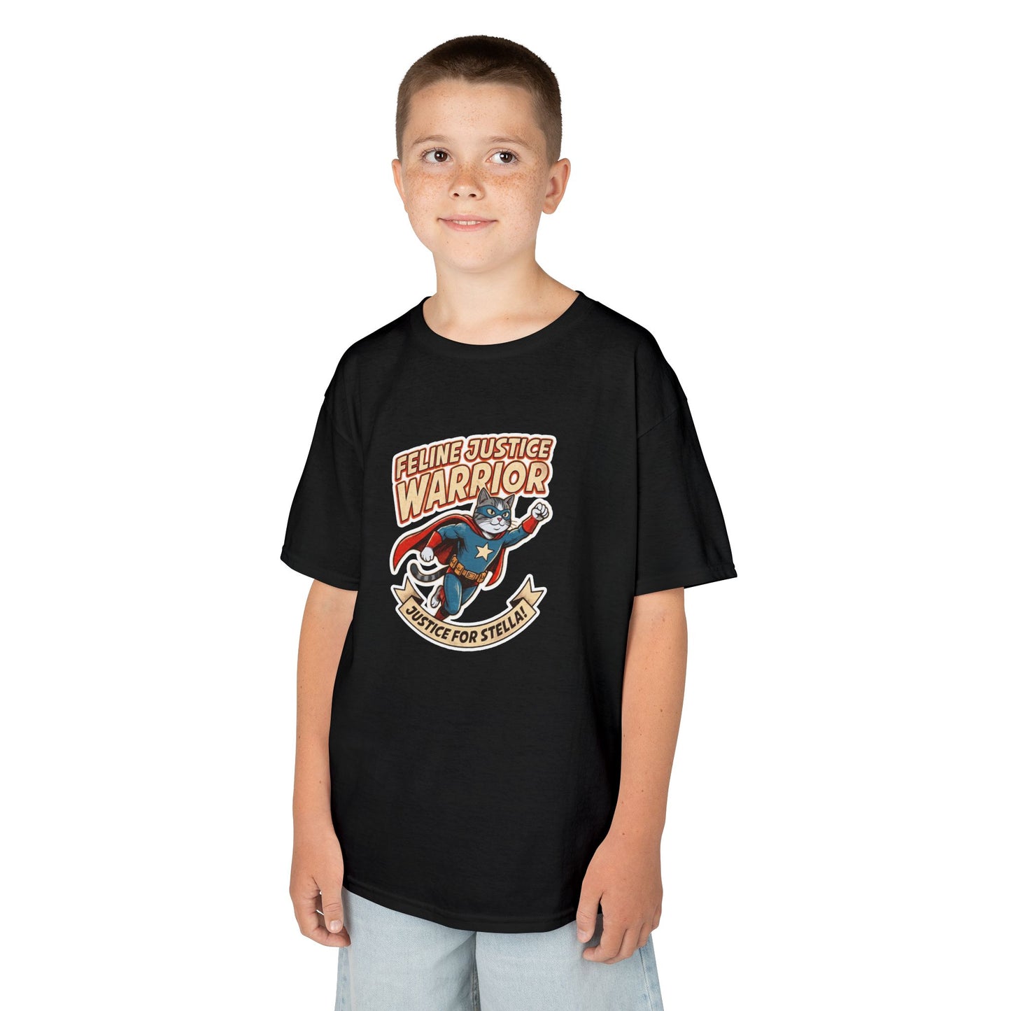 Kids — Feline Justice Warrior Vintage Comic Character T-Shirt