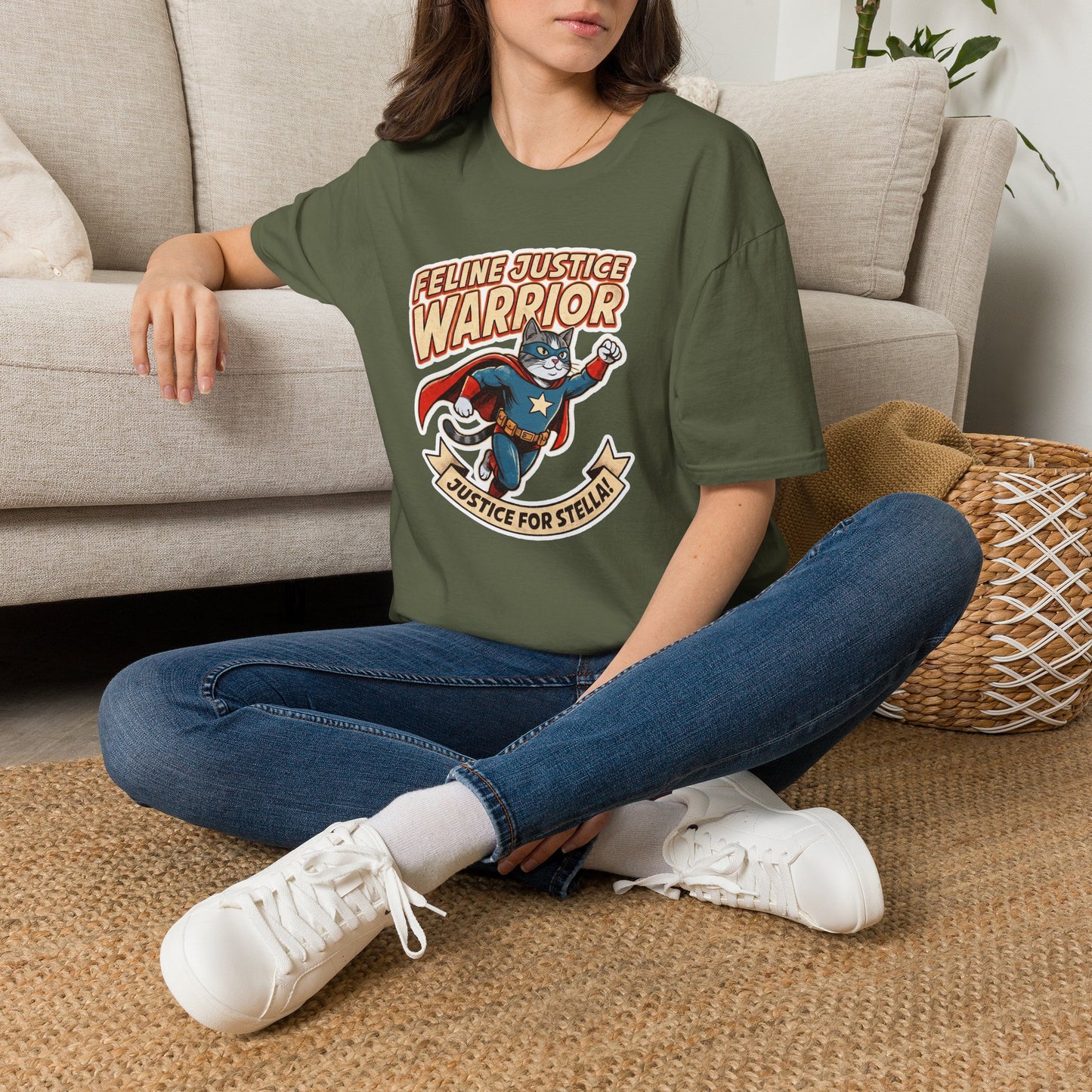 Feline Justice Warrior Vintage Comic Character T-Shirt