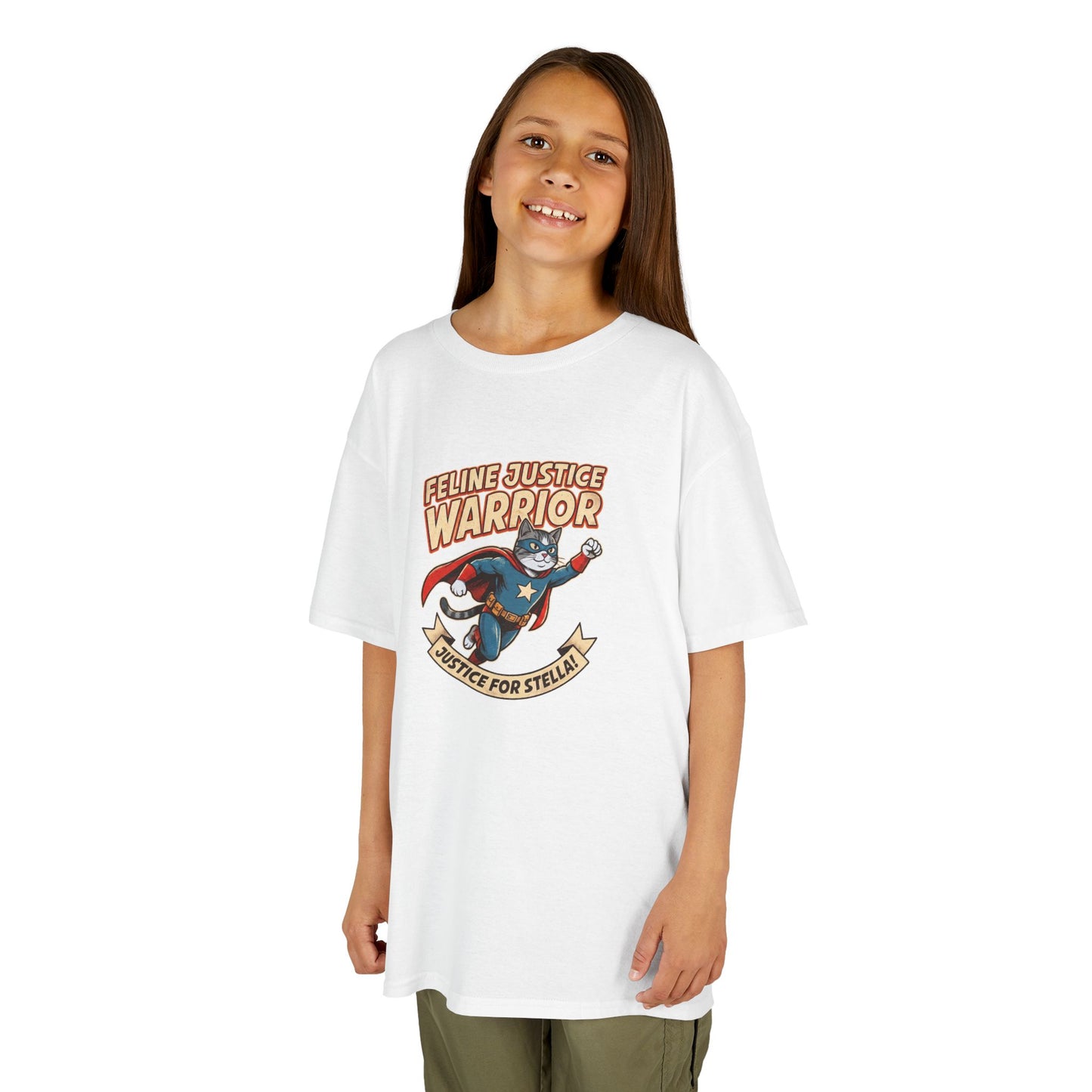 Kids — Feline Justice Warrior Vintage Comic Character T-Shirt