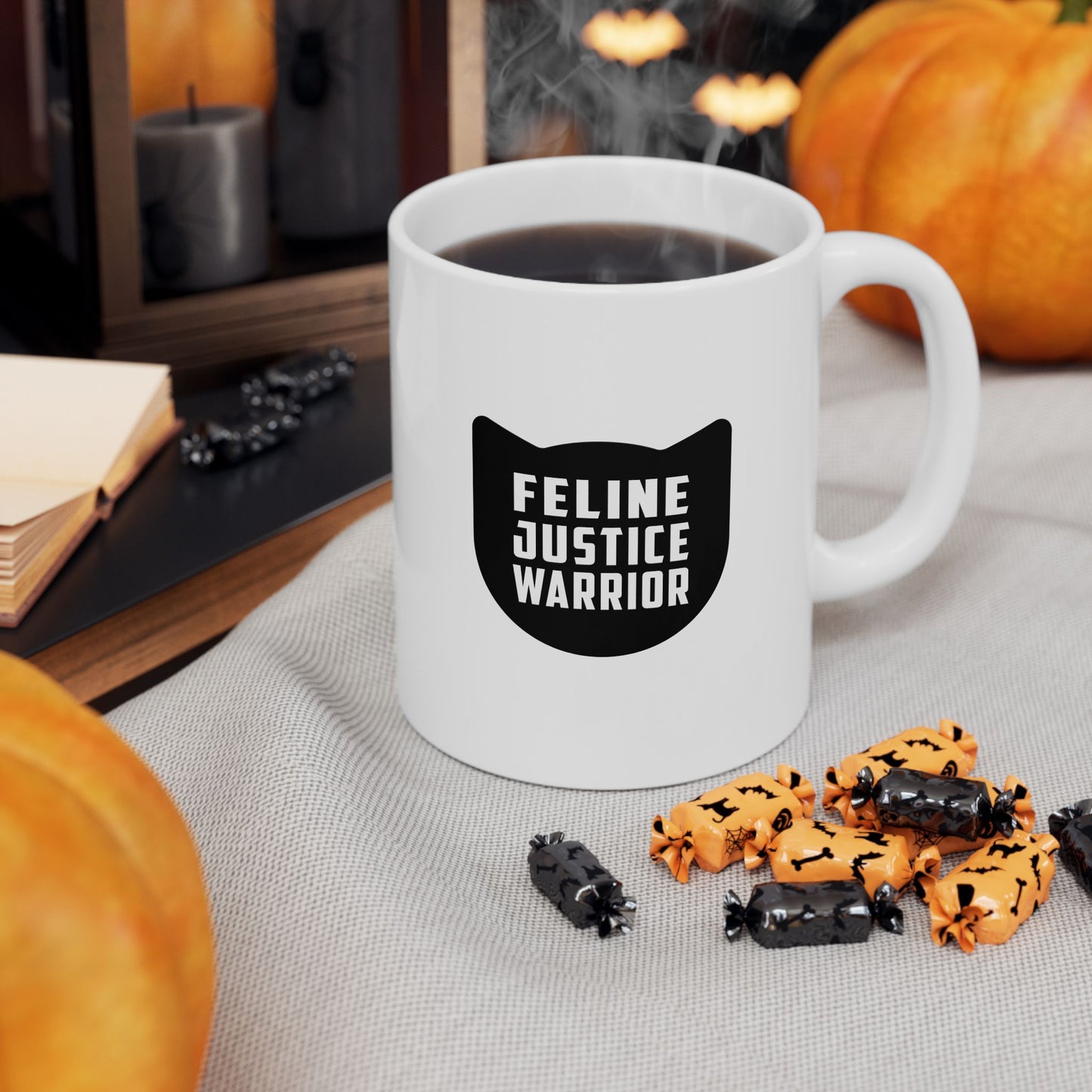 Feline Justice Warrior Logo Ceramic Mug (11oz)