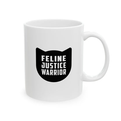 Feline Justice Warrior Logo Ceramic Mug (11oz)