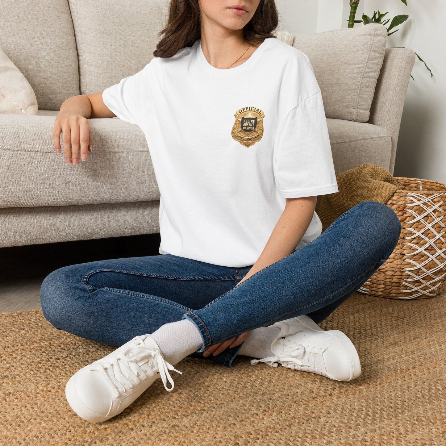 Feline Justice Warrior Gold Badge T-Shirt
