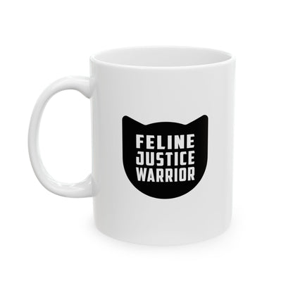 Feline Justice Warrior Logo Ceramic Mug (11oz)