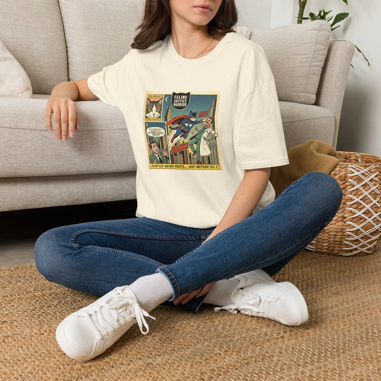 Feline Justice Warrior Vintage Comic T-Shirt