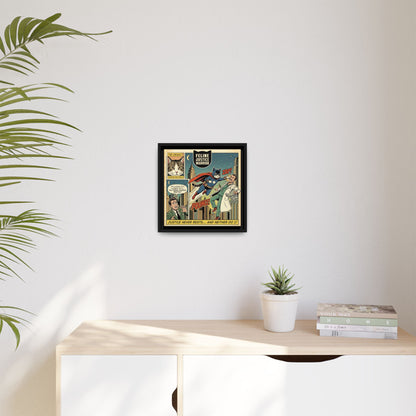 Feline Justice Warrior Vintage Style Comic Art Framed Canvas Wall Art