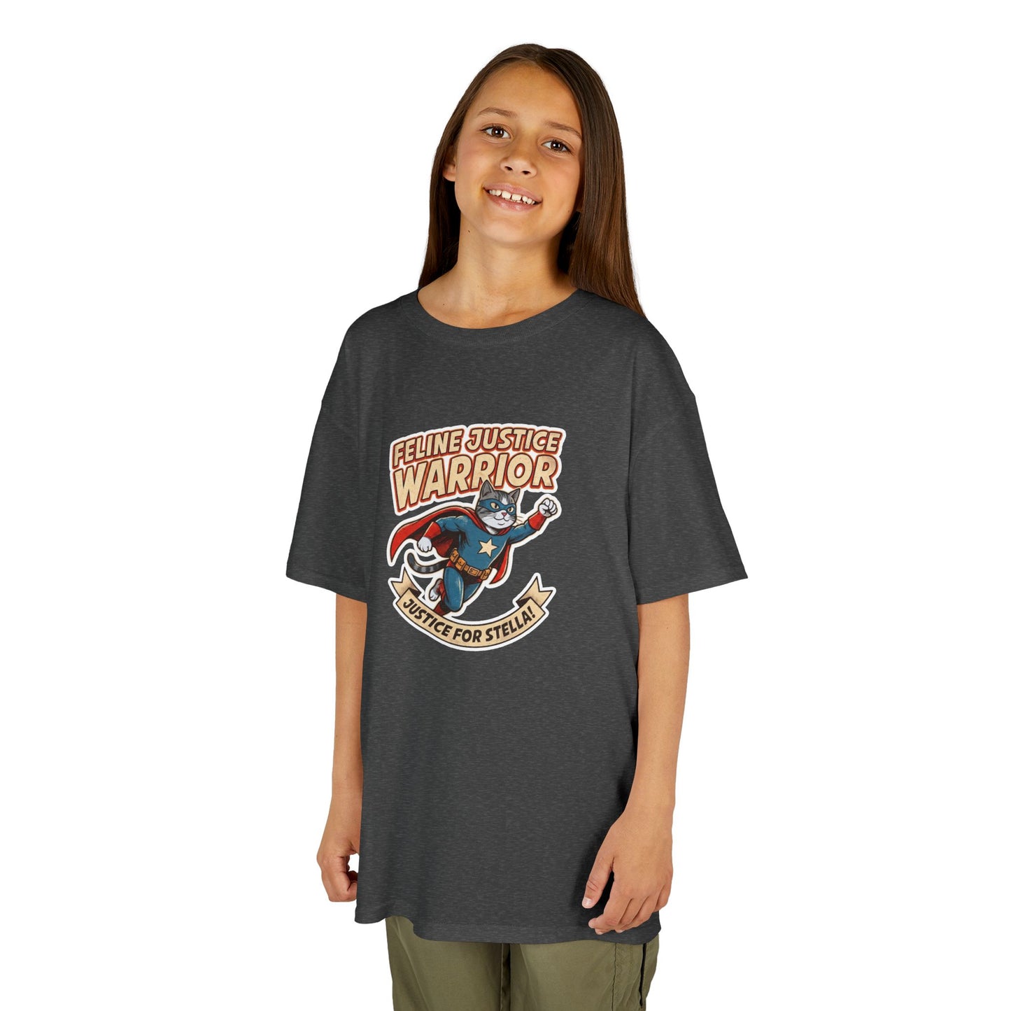 Kids — Feline Justice Warrior Vintage Comic Character T-Shirt