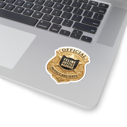 Feline Justice Warrior Gold Badge Sticker
