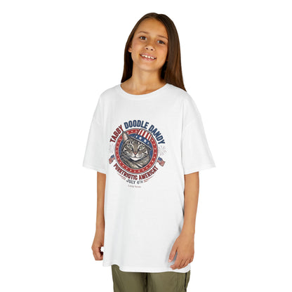 Kids Tabby Doodle Daddy Patriotic Cat T-Shirt