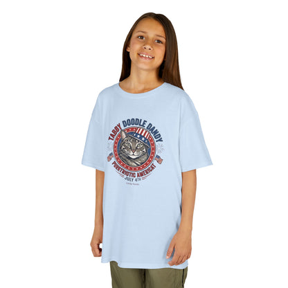 Kids Tabby Doodle Daddy Patriotic Cat T-Shirt